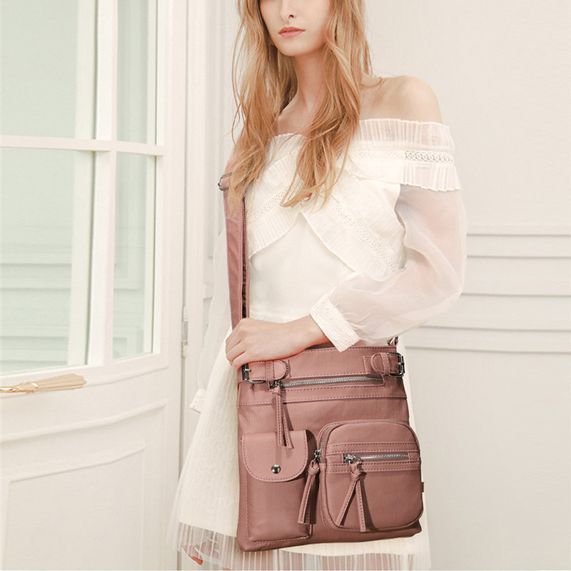 Multi-Pocket Soft Leather Shoulder Purse Bag MT0016