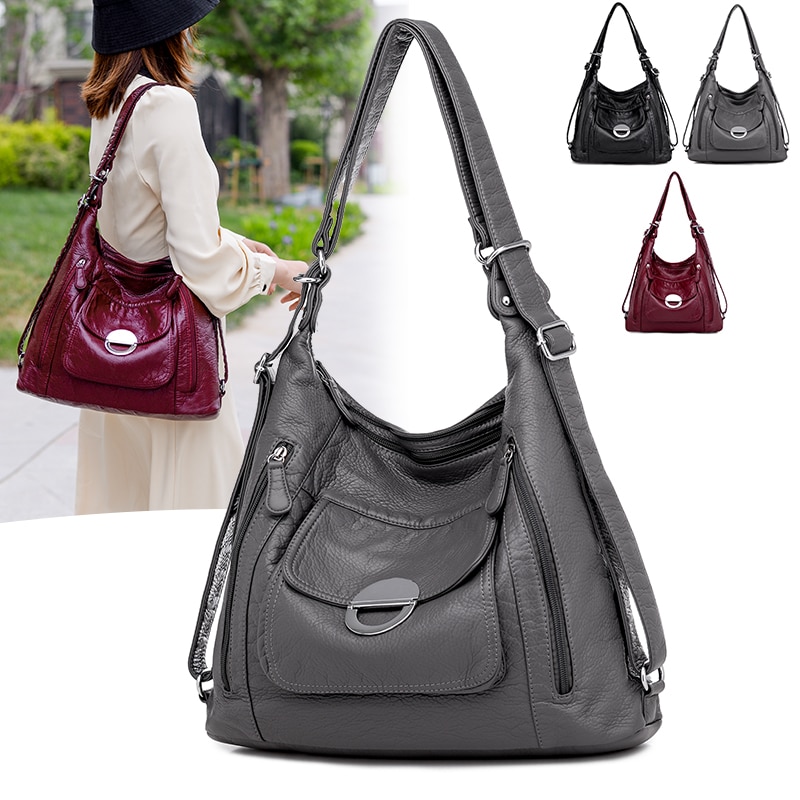 Multifunction Leather Convertible Backpack Shoulder Bags MT0003