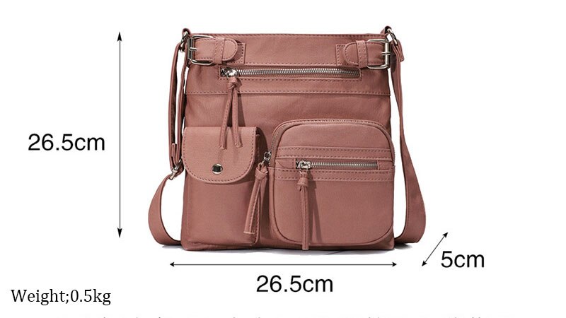 Multi-Pocket Soft Leather Shoulder Purse Bag MT0016