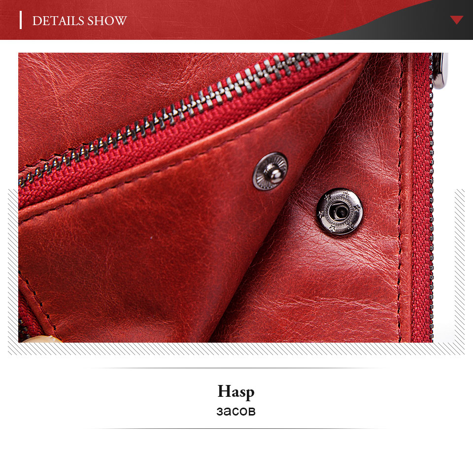 Double Zipper Genuine Leather Slim Wallet with RFID Blocking MT0017