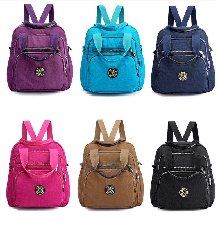 Convertible Waterproof Nylon Backpack Shoulder Bag with Side Pockets MT0055