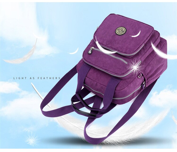 Convertible Waterproof Nylon Backpack Shoulder Bag with Side Pockets MT0055