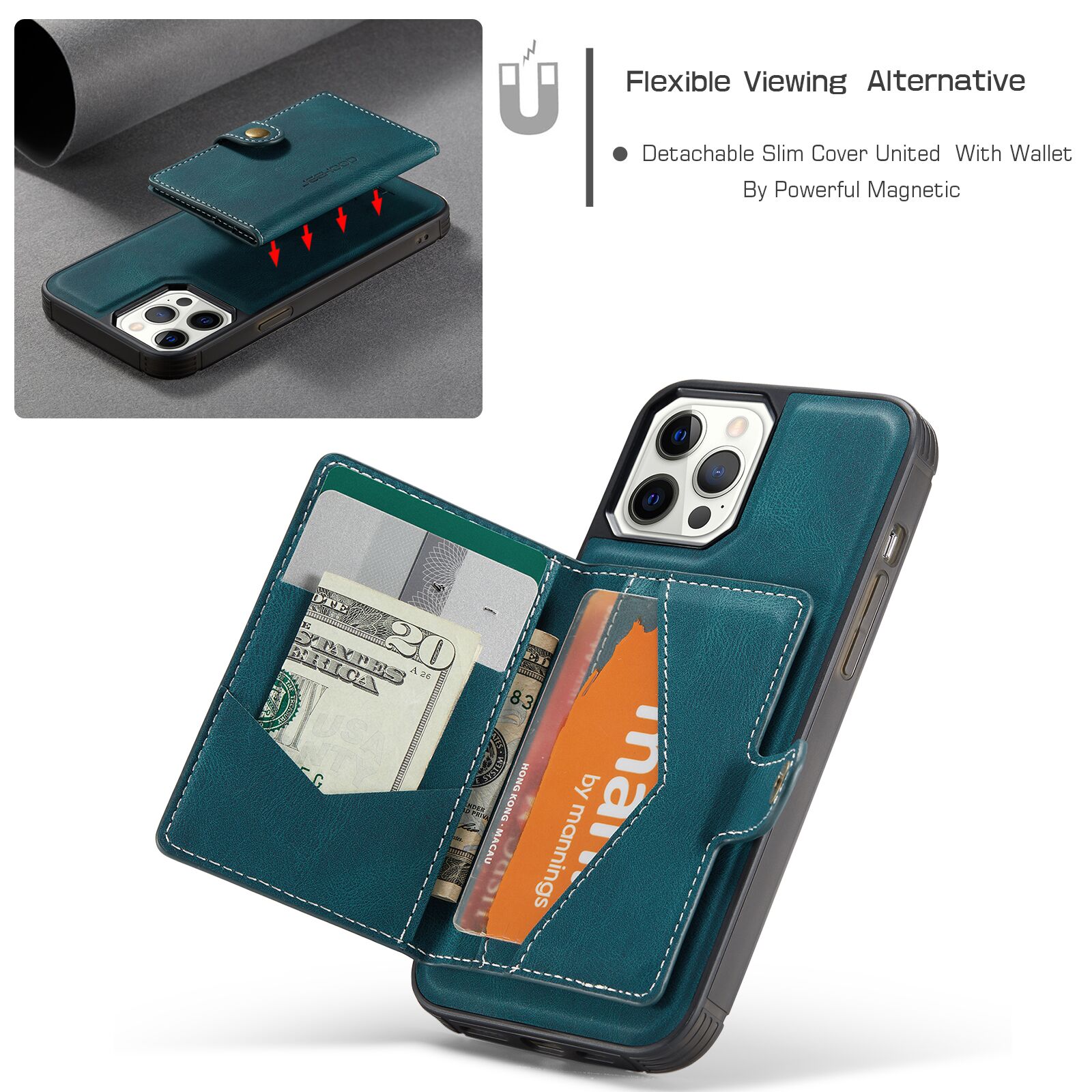 Magnetic Detachable Cardholder Phone Case for iPhone
